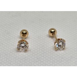 Aranyszínű 4 karmos, kerek köves fülbevaló