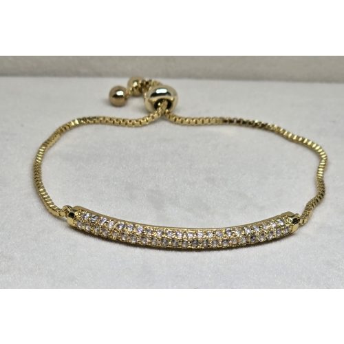 Aranyszínű, állítható méretű karlánc két soros, apró köves