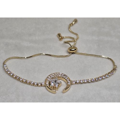 Aranyszínű, állítható méretű karlánc holdas-csillagos