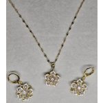 Aranyszínű forgóvirágos nyaklánc-fülbevaló szett átlátszó kővel