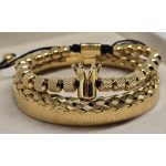 Aranyszínű, korona díszítésű, 3 részes karkötő szett