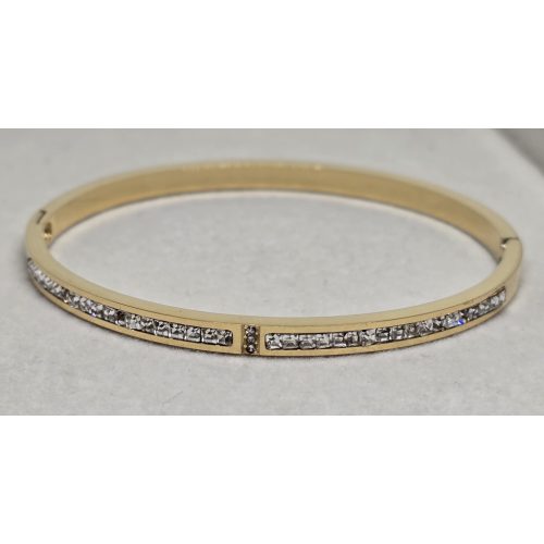 Aranyszínű karperec gyöngyház-kő díszítéssel, 2. típus