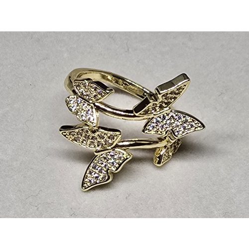 Állítható méretű aranyszínű 4 pillangós gyűrű