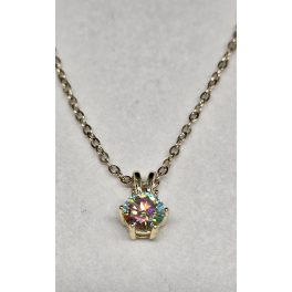   Aranyszínű nyaklánc, 6 karmos, szivárványköves medállal