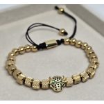 Aranyszínű, párducfej díszítésű, 3 részes karkötő szett