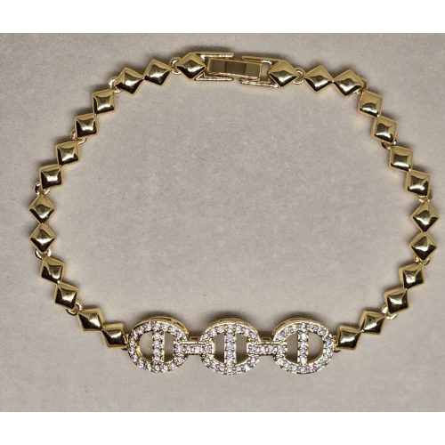 Aranyszínű köves 3 ovális formával díszített karkötő