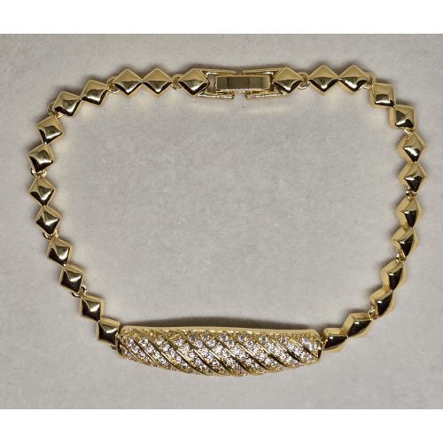 Aranyszínű átlósan köves téglalap díszítésű karkötő