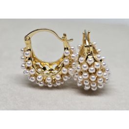 Aranyszínű gyöngyös kosárka fülbevaló