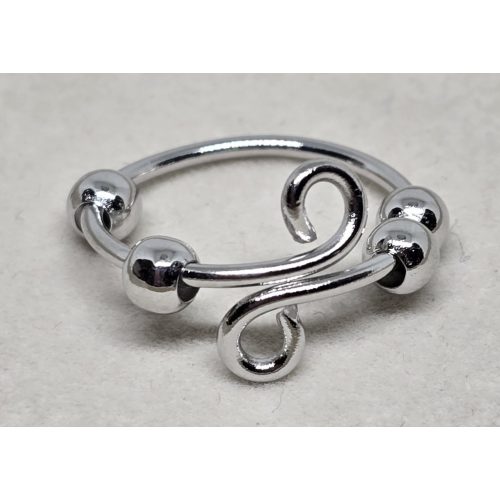 Ezüstszínű abakuszos gyűrű, mozgó golyókákkal