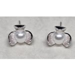 Ezüst gyöngyös-virágos fülbevaló-gyűrű szett