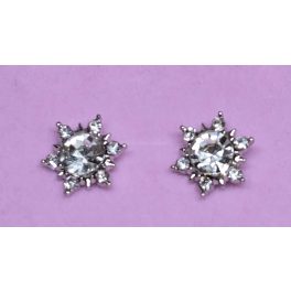 Ezüstszínű hópehely, köves fülbevaló