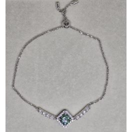 Ezüst, kékeszöld, rombusz köves karlánc