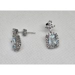 Ezüstszínű, kék téglalapköves elegáns fülbevaló