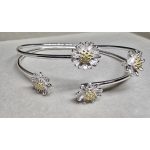 Ezüst margaréta fülbevaló-nyaklán-karperec-gyűrű szett