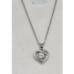 Ezüstszínű nyaklánc, átlátszó köves szívmedállal