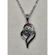 Ezüstszínű nyaklánc, akvamarin színű köves, szívmedállal