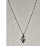 Ezüstszínű nyaklánc, akvamarin színű köves, szívmedállal