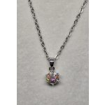 Ezüstszínű nyaklánc, hatkarmos, szivárványköves medállal