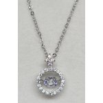 Ezüstszínű nyaklánc, körmedállal, középen forgó kővel