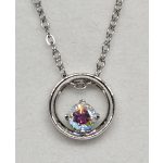 Ezüstszínű nyaklánc, körmedállal, szivárvány színű kővel