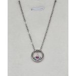 Ezüstszínű nyaklánc, körmedállal, szivárvány színű kővel