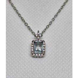   Ezüstszínű nyaklánc, kék téglalap formájú, elegáns medállal