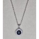 Ezüst nyaklánc, ovális fekete medállal