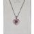 Ezüstszínű nyaklánc, piros köves szívmedállal