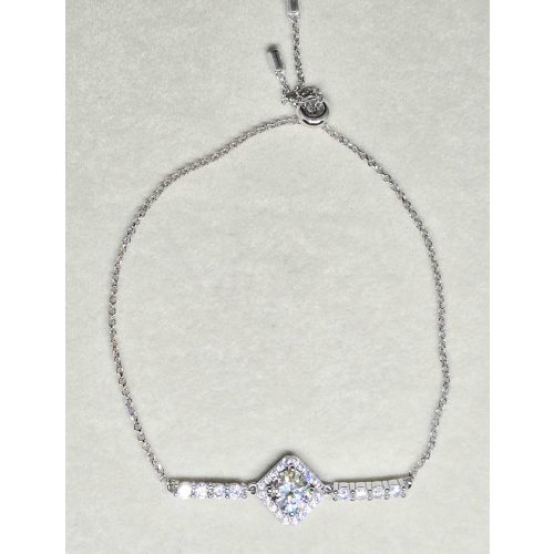 Ezüst rombusz köves karlánc