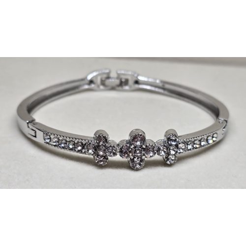 Ezüstszínű 3 lóherés dobozkapcsos karperec