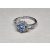 Ezüstszínű virágos, kék köves gyűrű állítható méretű