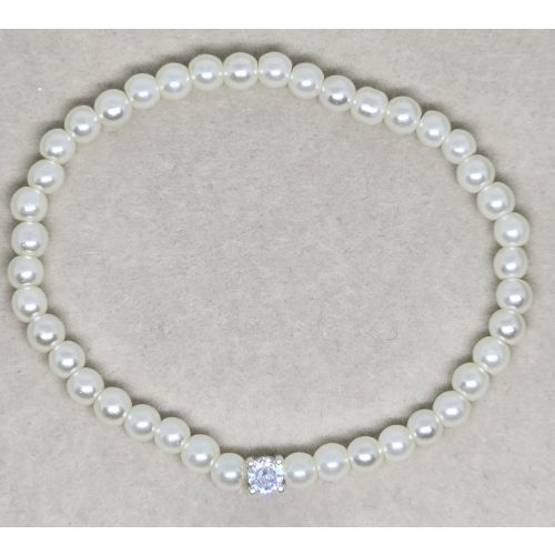 Gyöngykarkötő, egyszerű fehér 1 cirkónkővel