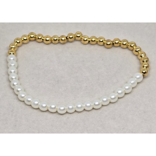 Gyöngykarkötő, fehér és arany gyöngyökkel