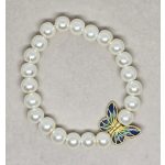 Gyöngykarkötő, fehér, kétoldalú pillangóval