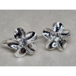 Koreai stílusú ezüst virágos, beakasztós fülbevaló