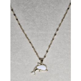   Nyaralási témájú, aranyszínű nyaklánc fehérhátú delfinnel