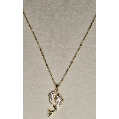 Nyaralási témájú, aranyszínű páros delfines nyaklánc