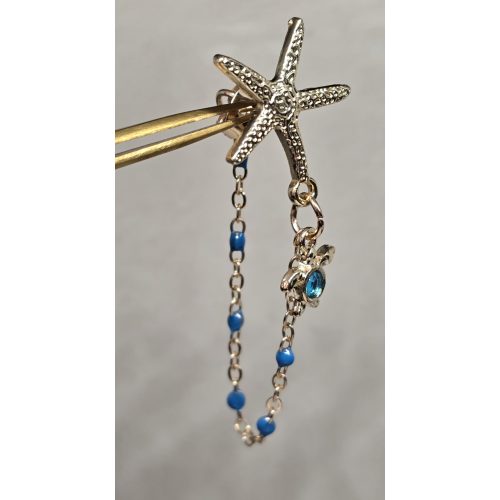 Nyaralási témájú, aranyszínű tengericsillag-teknős fülbevaló