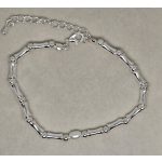 Rizsszemgyöngyös ezüstszínű, bambuszmintás karkötő