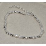 Rizsszemgyöngyös ezüstszínű, bambuszmintás karkötő