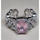 Rózsaszín köves ezüstözött dívagyűrű állítható méretű