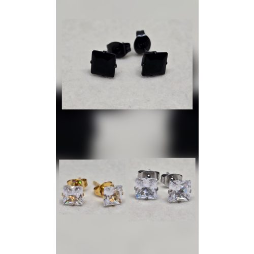 Szögletes köves fülbevalók 3 színben