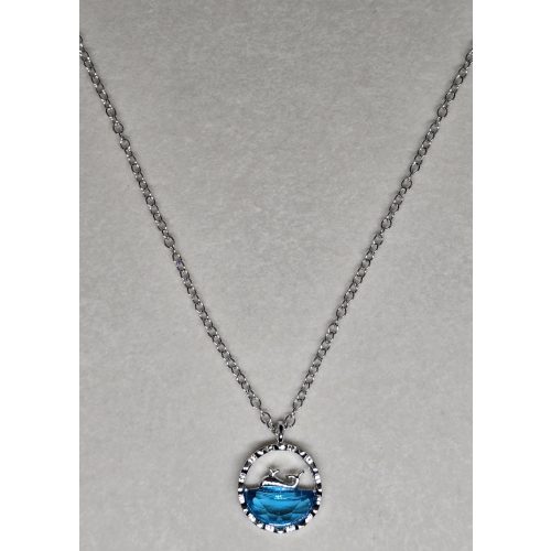 Tenger témájú nyaklánc, ezüst-kék bálnás