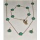 Vintage 5 szirmú fülbevaló-nyaklánc-karkötő szett zöld
