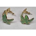 Virág formájú zöld karika-fülbevaló